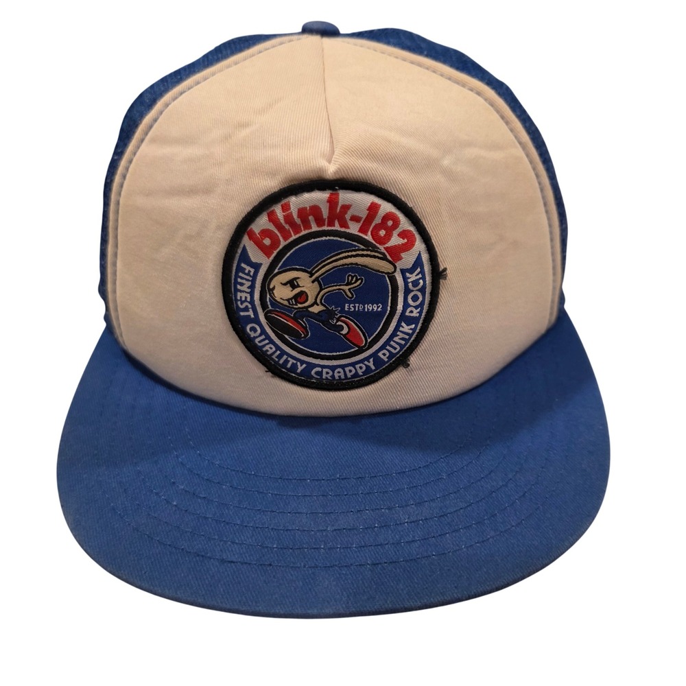 Blink-182 TSURT Trucker Hat Blue White Bunny Patch Snapback Cap